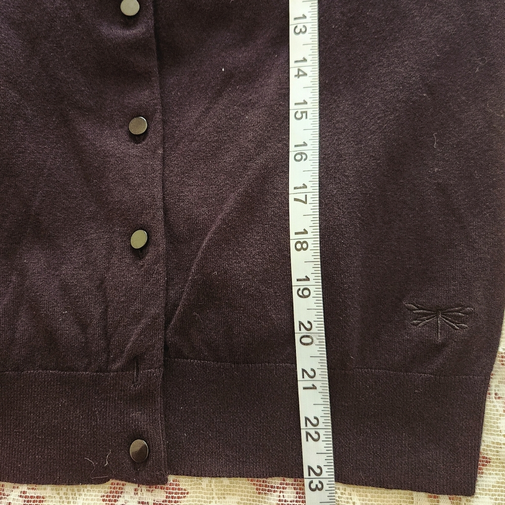 Talbots NWOT Classic Pima Cotton Black Cardigan Buttoned 3/4 Sleeve Size Medium - Picture 6 of 7